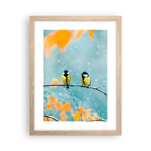 Affiche dans un chêne clair - Poster - Potins d'oiseaux - 30x40 cm