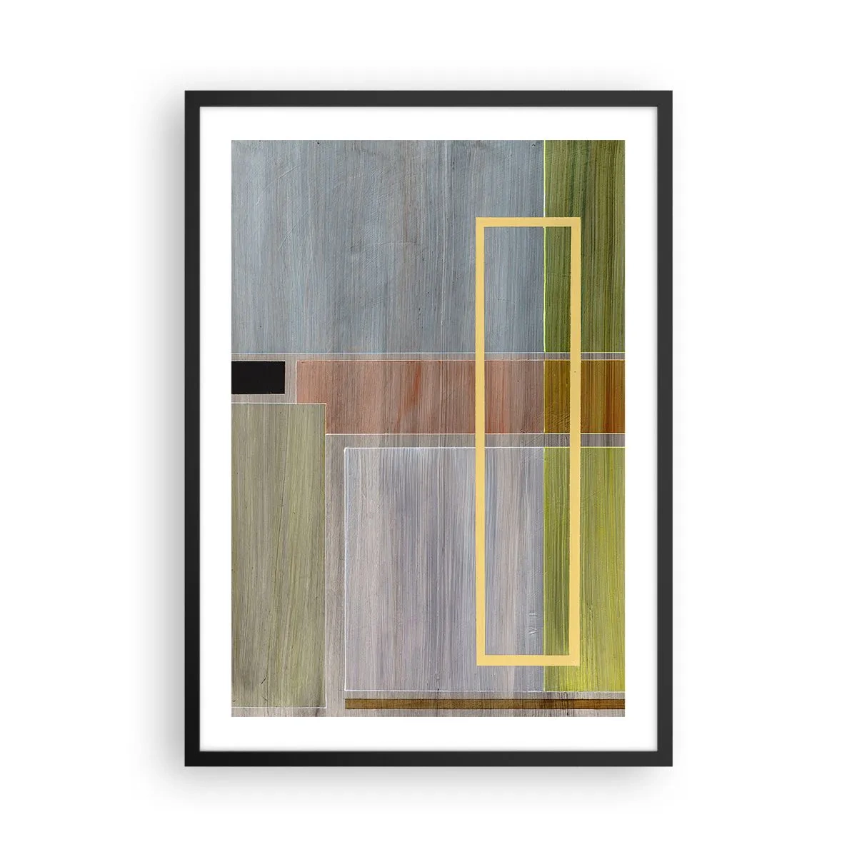 Affiche dans un cadre noir - Poster - Abstraction géométrique aux couleurs tamisées - 50x70cm - Simple et calme - Décoration murale moderne pour le salon et la chambre ARTTOR