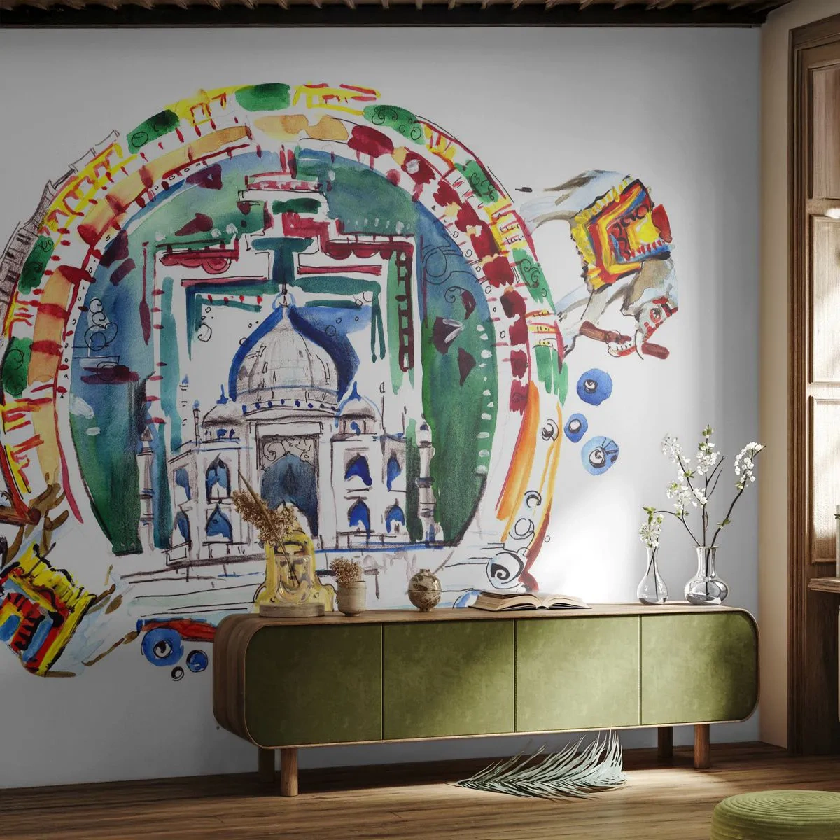 Papier Peint Photo Standard Eco - Équilibre mondial hindou - Bouddha, Inde, bouddhisme - 200x140 cm