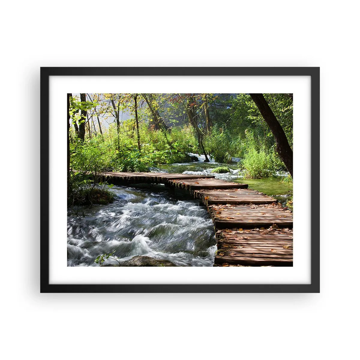 Affiche dans un cadre noir - Poster - Au-dessus de la cascade mousseuse - 50x40 cm