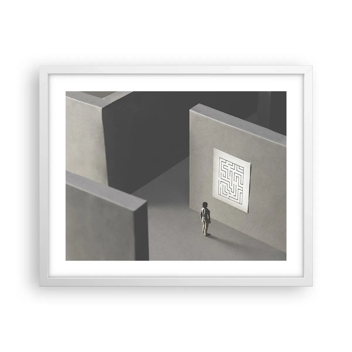 Affiche dans un cadre blanc - Poster - Mais où suis-je? - 50x40 cm