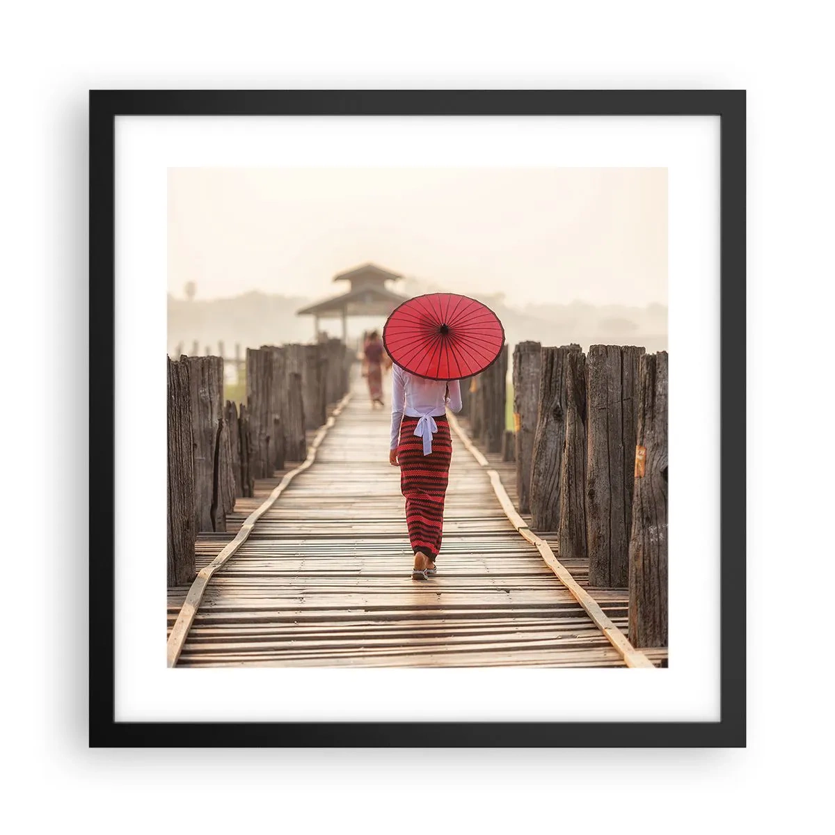 Affiche dans un cadre noir - Poster - Sur le vieux pont - 40x40 cm