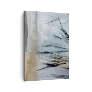 Impression sur toile - Image sur toile - Un paysage hivernal pittoresque avec des champs et des herbes - 50x70cm - Champs d'hiver - Décoration murale moderne pour le salon et la chambre ARTTOR