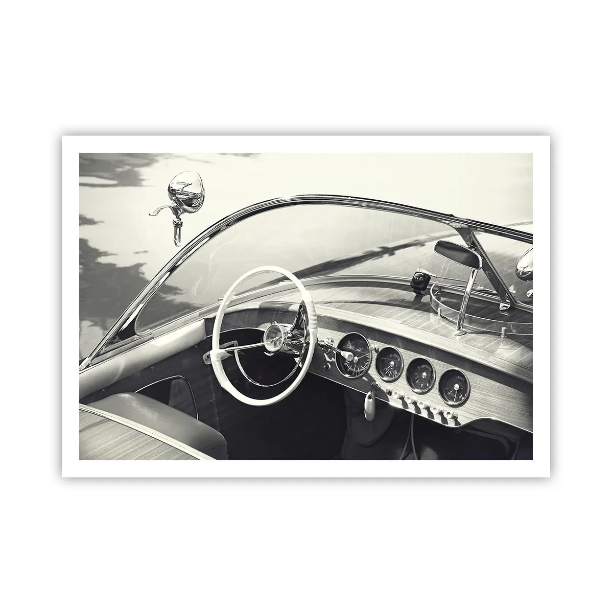 Affiche - Poster - Intérieur de voiture classique de style monochrome - 100x70cm - Temps pour riche - Décoration murale moderne pour le salon et la chambre ARTTOR