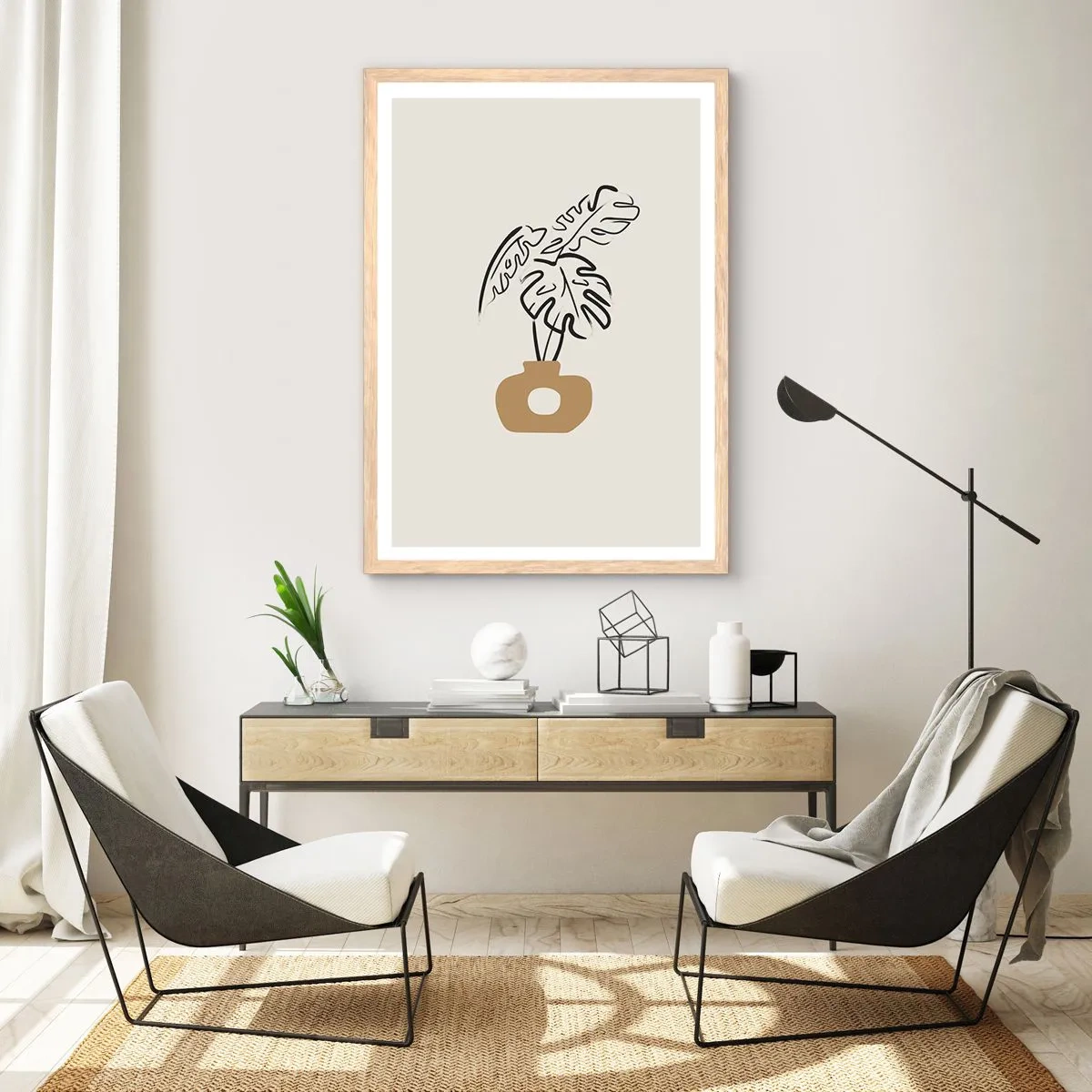 Affiche dans un chêne clair - Poster - Monstera – décoration de la maison - 40x50 cm