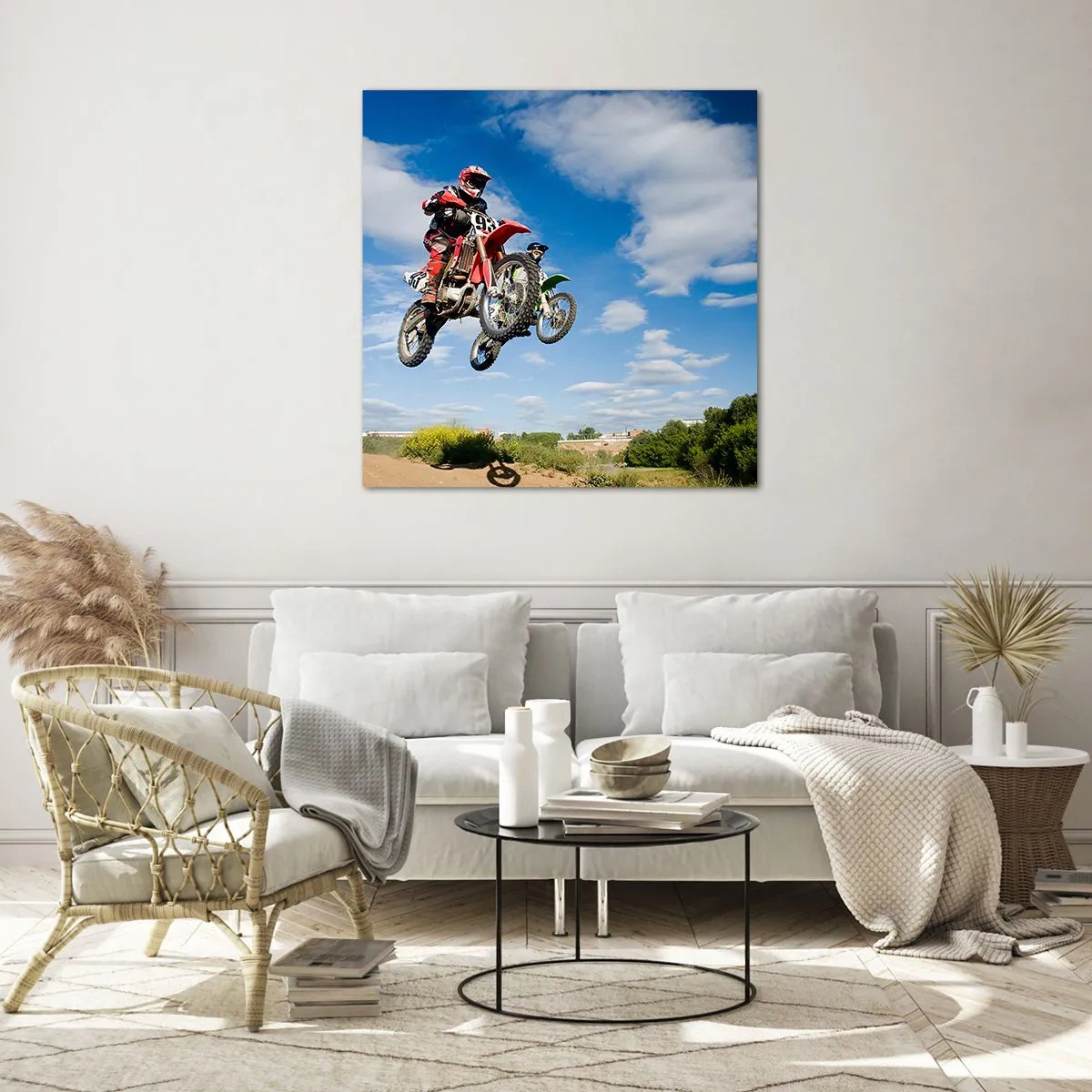 Impression sur verre - Image sur verre - Saut en parachute - 70x70 cm