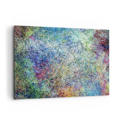 Impression sur toile - Image sur toile - Composition abstraite avec des lignes et des textures multicolores - 100x70cm - Ce n'est pas si simple - Décoration murale moderne pour le salon et la chambre ARTTOR
