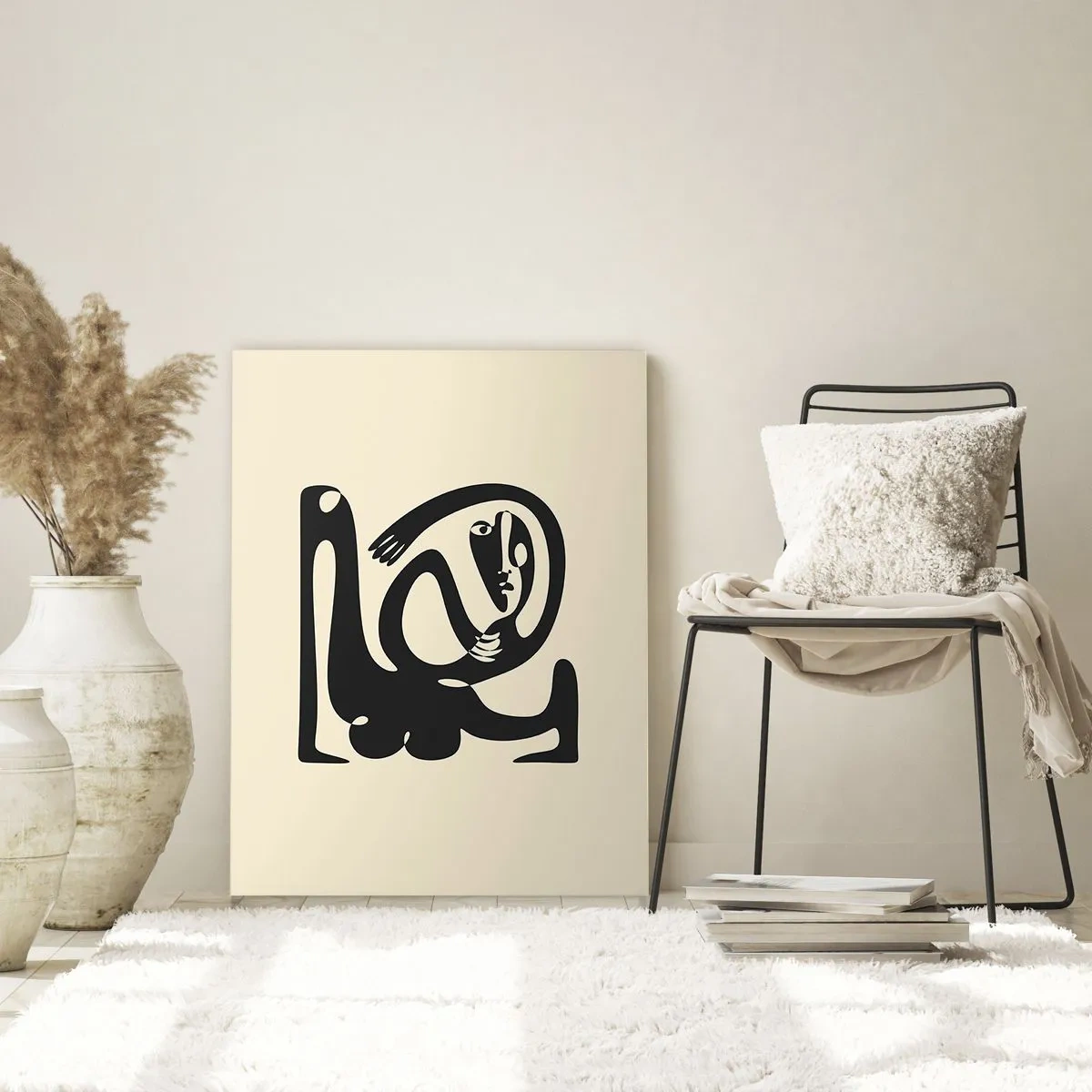 Impression sur verre - Image sur verre - Portrait abstrait dans un style rappelant Picasso - 50x70cm - Presque du Picasso - Décoration murale moderne pour le salon et la chambre ARTTOR