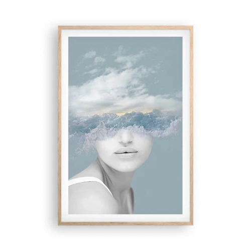 Affiche dans un chêne clair - Poster - La tête dans les nuages - 61x91 cm