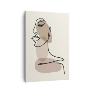Impression sur toile - Image sur toile - Un profil féminin dans un style d'art linéaire minimaliste - 70x100cm - Une certaine ligne de beauté - Décoration murale moderne pour le salon et la chambre ARTTOR