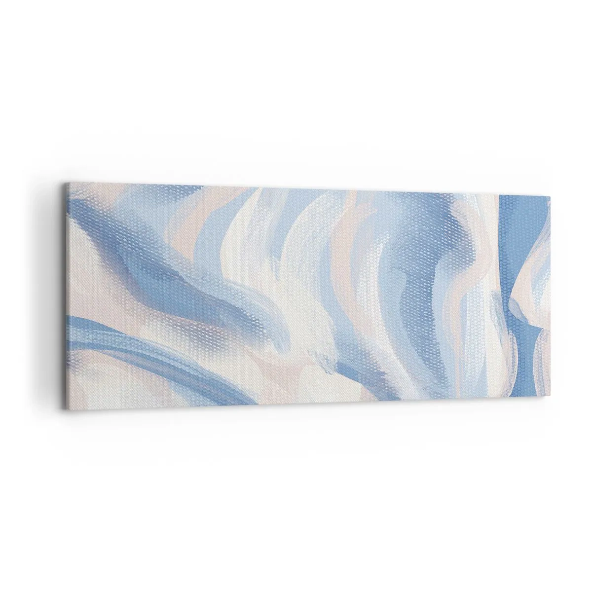 Impression sur toile - Image sur toile - Coups de pinceau abstraits dans des tons de bleu et de beige - 120x50cm - Vagues bleues - Décoration murale moderne pour le salon et la chambre ARTTOR