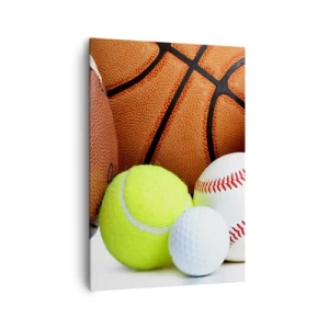 Impression sur toile - Image sur toile - Ballons de diverses disciplines sportives - 70x100cm - Le football nous connecte ! - Décoration murale moderne pour le salon et la chambre ARTTOR