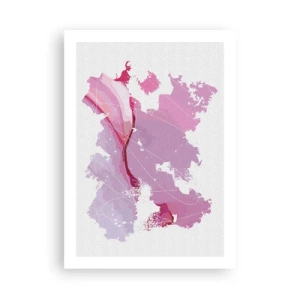 Affiche - Poster - Carte abstraite dans les tons de rose et de violet - 50x70cm - Carte du monde rose - Décoration murale moderne pour le salon et la chambre ARTTOR