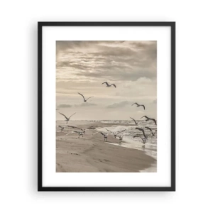 Affiche dans un cadre noir - Poster - Le bruit de la mer, le chant des oiseaux - 40x50 cm