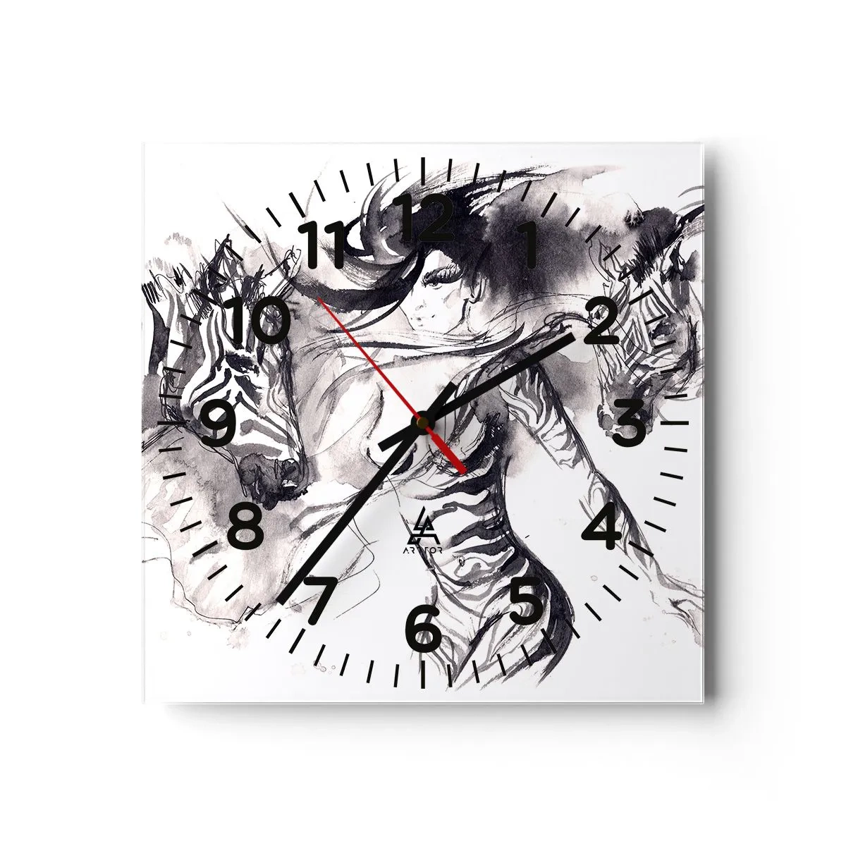 Horloge murale - Pendule murale - Danse avec les zèbres - 30x30 cm