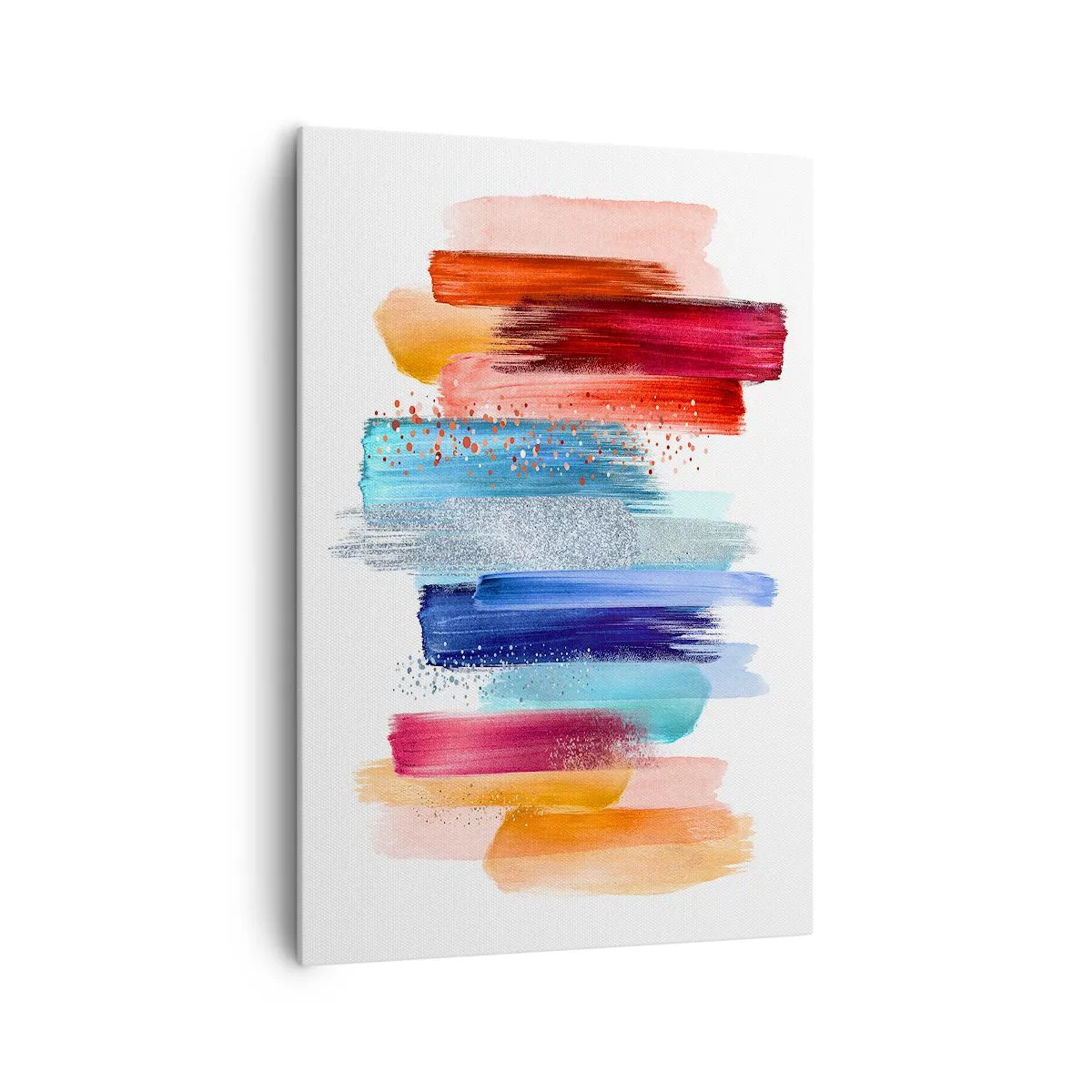 Impression sur toile - Image sur toile - Coups de pinceau colorés sur fond blanc - 70x100cm - En haut et en bas - Décoration murale moderne pour le salon et la chambre ARTTOR