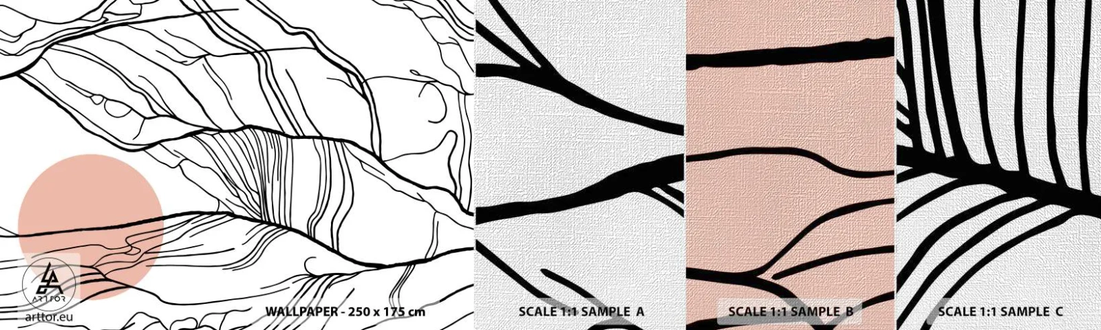 Échantillon de Papier Peint Premium Canvas - Dans un réseau de brindilles - Abstraction, Graphique, Conception - 100x30 cm