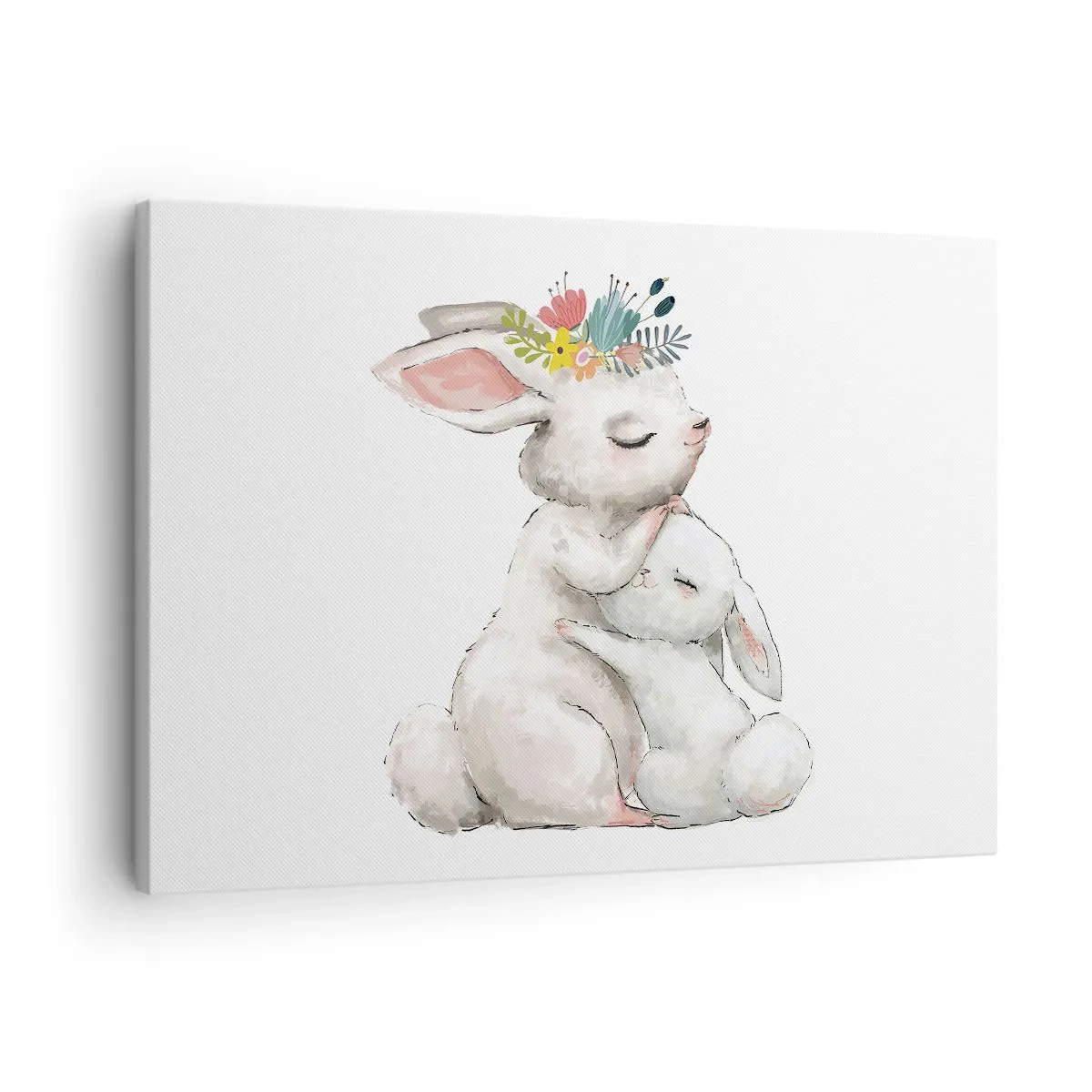 Impression sur toile - Image sur toile - Des lapins mignons aux couleurs pastel - 70x50cm - Maman irremplaçable - Décoration murale moderne pour le salon et la chambre ARTTOR