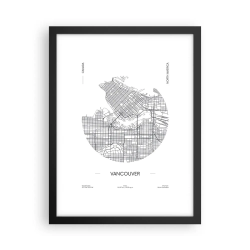 Affiche dans un cadre noir - Poster - Anatomie de Vancouver - 30x40 cm