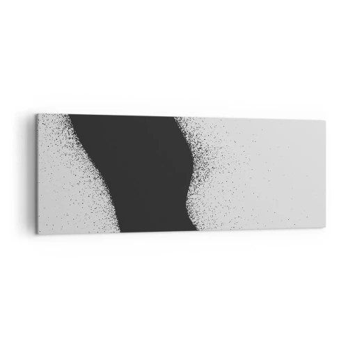 Impression sur toile - Image sur toile - Motif abstrait noir et blanc avec des points délicats sur toile - 140x50cm - Équilibre fluide - Décoration murale moderne pour le salon et la chambre ARTTOR