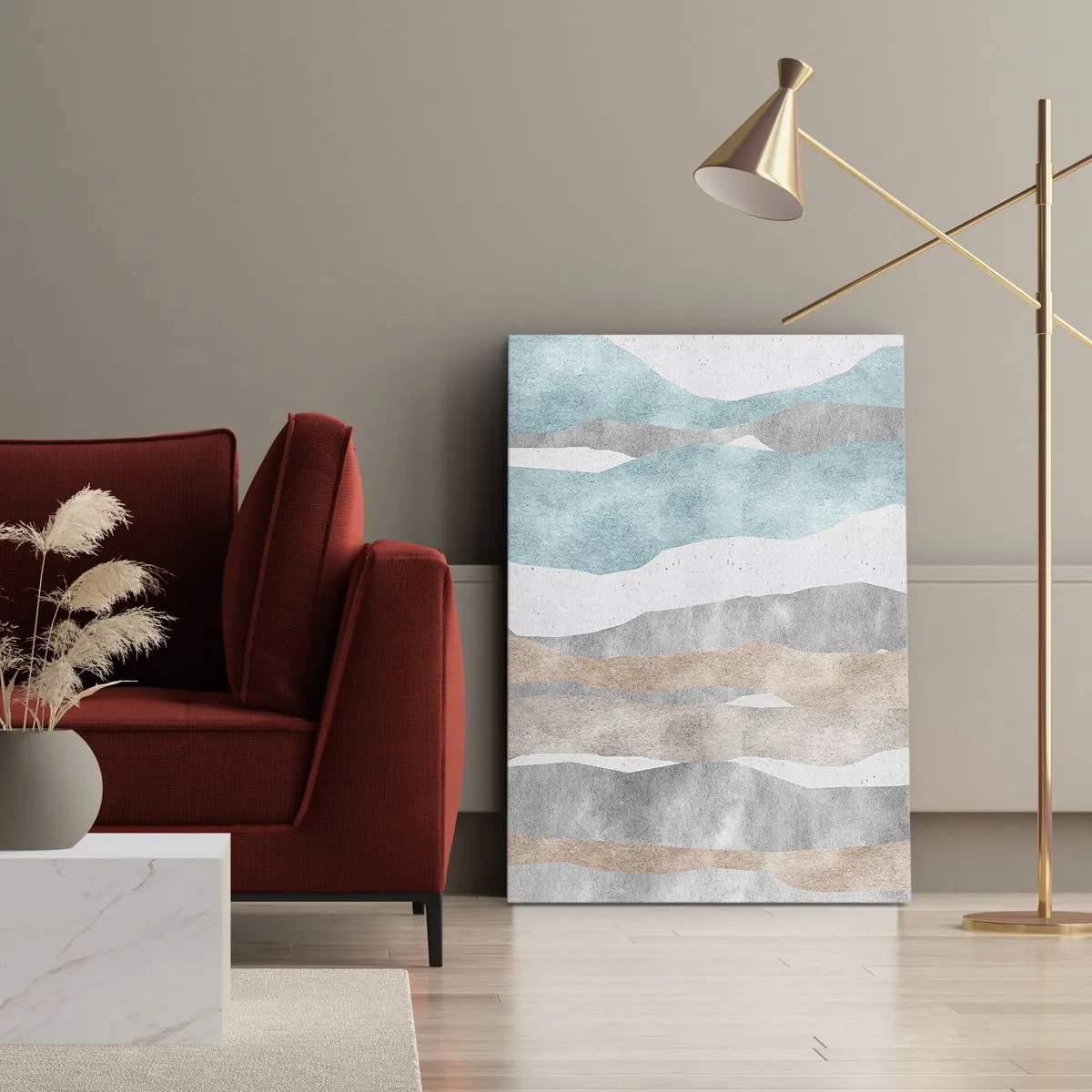 Impression sur toile - Image sur toile - Rayures abstraites aux tons pastel - 50x70cm - Une étude de proximité - Décoration murale moderne pour le salon et la chambre ARTTOR
