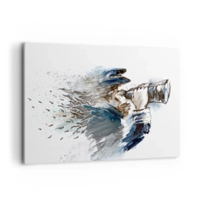 Impression sur toile - Image sur toile - Un capitaine avec des jumelles dans une scène d'aquarelle dynamique - 120x80cm - Dix sur l'échelle de Beaufort ! - Décoration murale moderne pour le salon et la chambre ARTTOR