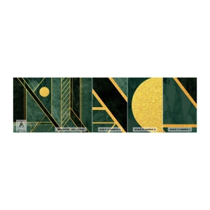 Échantillon de Papier Peint Autocollant Deluxe Sticker - Dynamique or et azur - Abstraction, Morceau, Motif géométrique - 100x30 cm