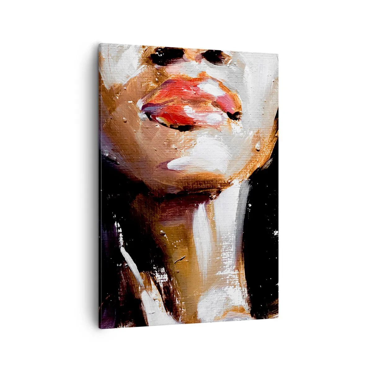 Impression sur toile - Image sur toile - Portrait d'une femme dans un style pictural expressif sur un fond sombre - 50x70cm - Fierté sans préjugés - Décoration murale moderne pour le salon et la chambre ARTTOR