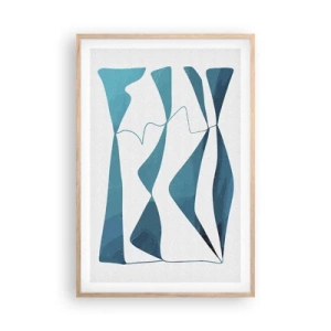 Affiche dans un chêne clair - Poster - Abstraction : composé turquoise - 61x91 cm