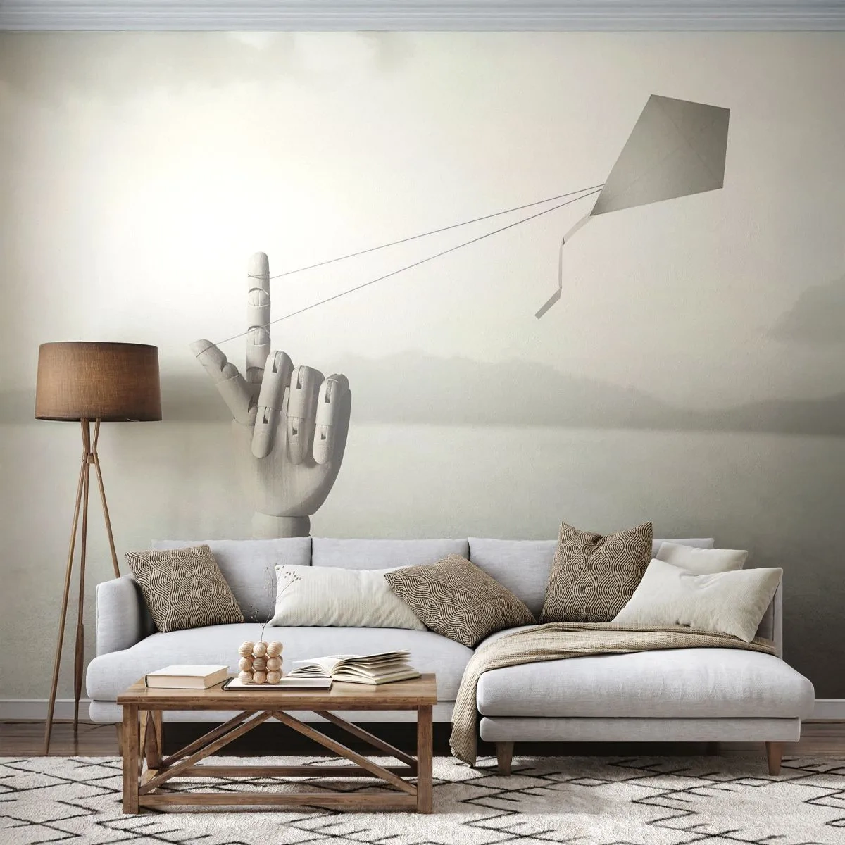 Papier Peint Autocollant Deluxe Sticker - Épreuve de force - Abstraction, Main, Cerf-volant - 250x175 cm