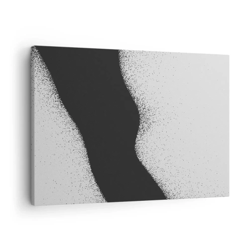 Impression sur toile - Image sur toile - Motif abstrait noir et blanc avec des points délicats sur toile - 70x50cm - Équilibre fluide - Décoration murale moderne pour le salon et la chambre ARTTOR