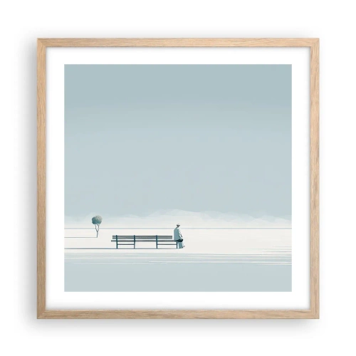 Affiche dans un chêne clair - Poster - Oui, j'attends. - 50x50 cm