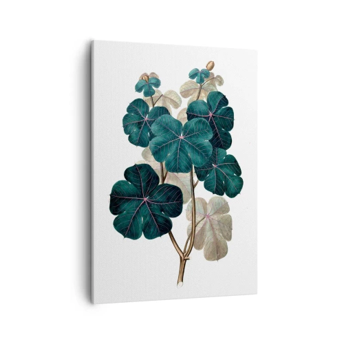 Impression sur toile - Image sur toile - Illustration botanique avec des feuilles dans les tons de vert et de beige - 50x70cm - De l'ancien herbier - Décoration murale moderne pour le salon et la chambre ARTTOR