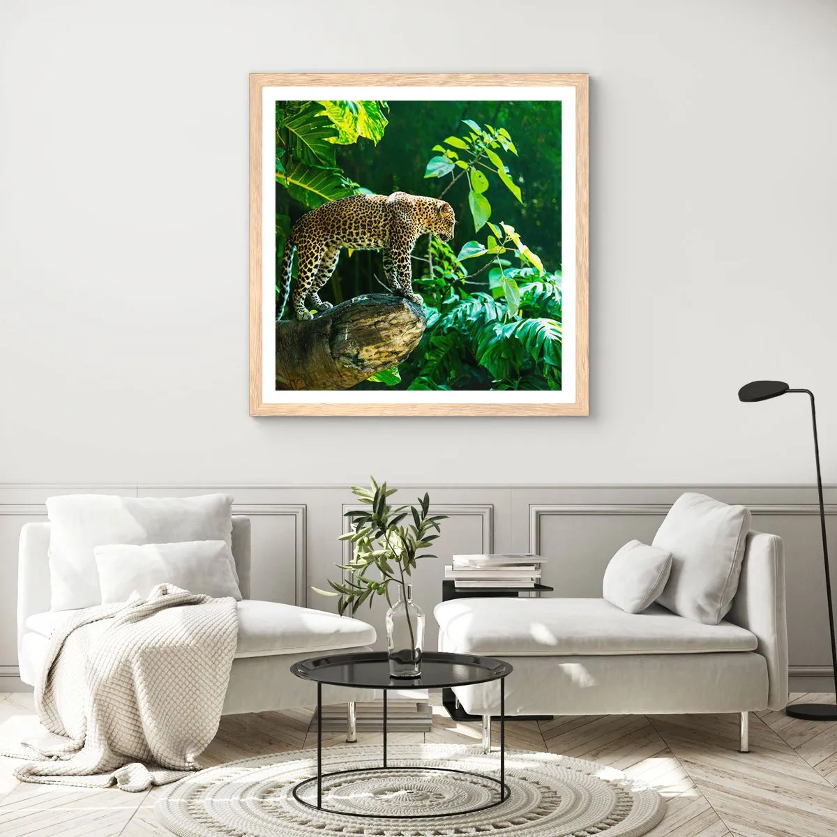 Affiche dans un chêne clair - Poster - À la chasse? - 30x30 cm