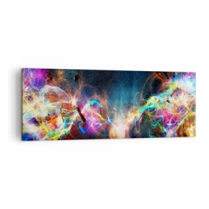 Impression sur toile - Image sur toile - Des éclairs de lumière colorés dans une composition abstraite - 140x50cm - Joyeusement contre l'obscurité - Décoration murale moderne pour le salon et la chambre ARTTOR