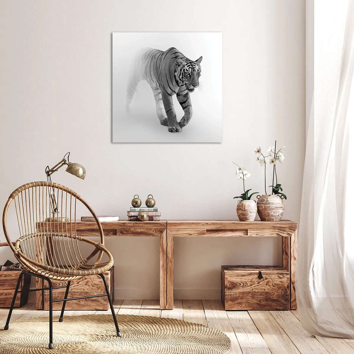 Impression sur toile - Image sur toile - Accroupi dans le brouillard - 60x60 cm