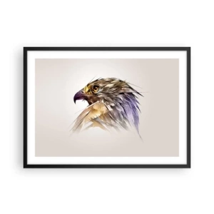 Affiche dans un cadre noir - Poster - Portrait artistique d'un aigle aux tons pastel - 70x50cm - Portrait d'un guerrier - Décoration murale moderne pour le salon et la chambre ARTTOR