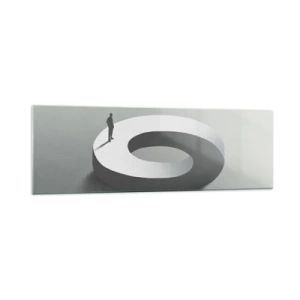 Impression sur verre - Image sur verre - Un homme sur une structure grise et abstraite - 160x50cm - Et sois intelligent ici - Décoration murale moderne pour le salon et la chambre ARTTOR