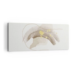 Impression sur toile - Image sur toile - Une composition abstraite dans les tons beige et or. - 120x50cm - rencontré dans l'espace - Décoration murale moderne pour le salon et la chambre ARTTOR