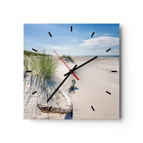Horloge murale - Pendule murale - Une plage baltique avec du sable, de l'herbe et un ciel bleu calme - 30x30cm - La plus belle? La Baltique - Décoration murale moderne pour le salon et la chambre ARTTOR