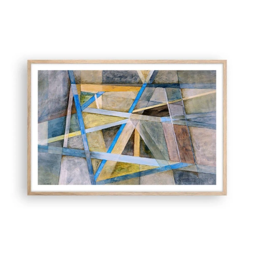 Affiche dans un chêne clair - Poster - Tout droit ou en diagonale ? - 91x61 cm