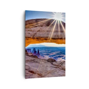 Impression sur toile - Image sur toile - Arche rocheuse surplombant le canyon au lever du soleil - 80x120cm - Par la porte rocheuse - Décoration murale moderne pour le salon et la chambre ARTTOR