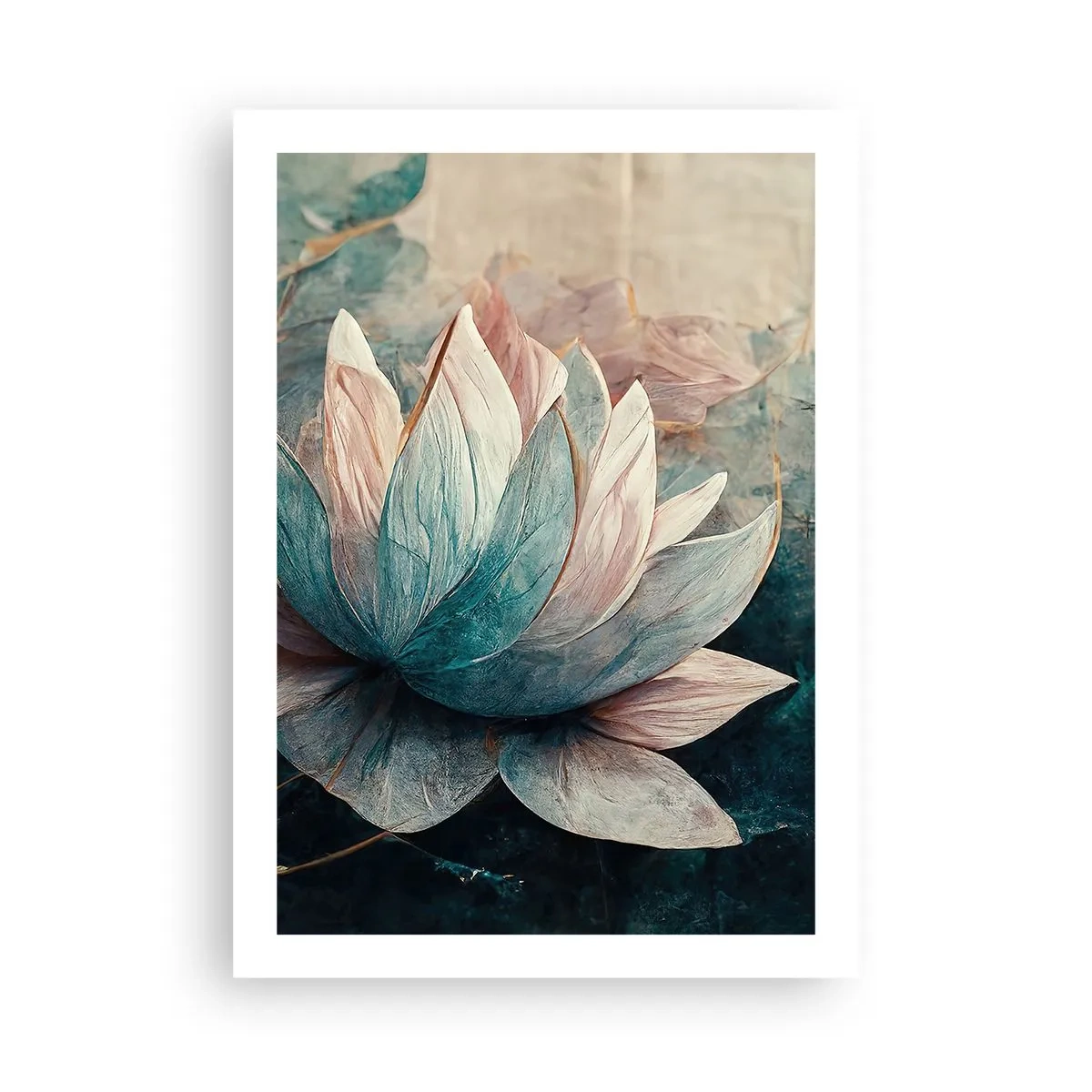 Affiche - Poster - Une fleur de lotus délicate avec une aura mystique - 50x70cm - Les étoiles du lac - Décoration murale moderne pour le salon et la chambre ARTTOR