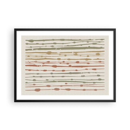 Affiche dans un cadre noir - Poster - Un motif de lignes aux tons chauds sur un fond clair - 70x50cm - Notation musicale des couleurs - Décoration murale moderne pour le salon et la chambre ARTTOR