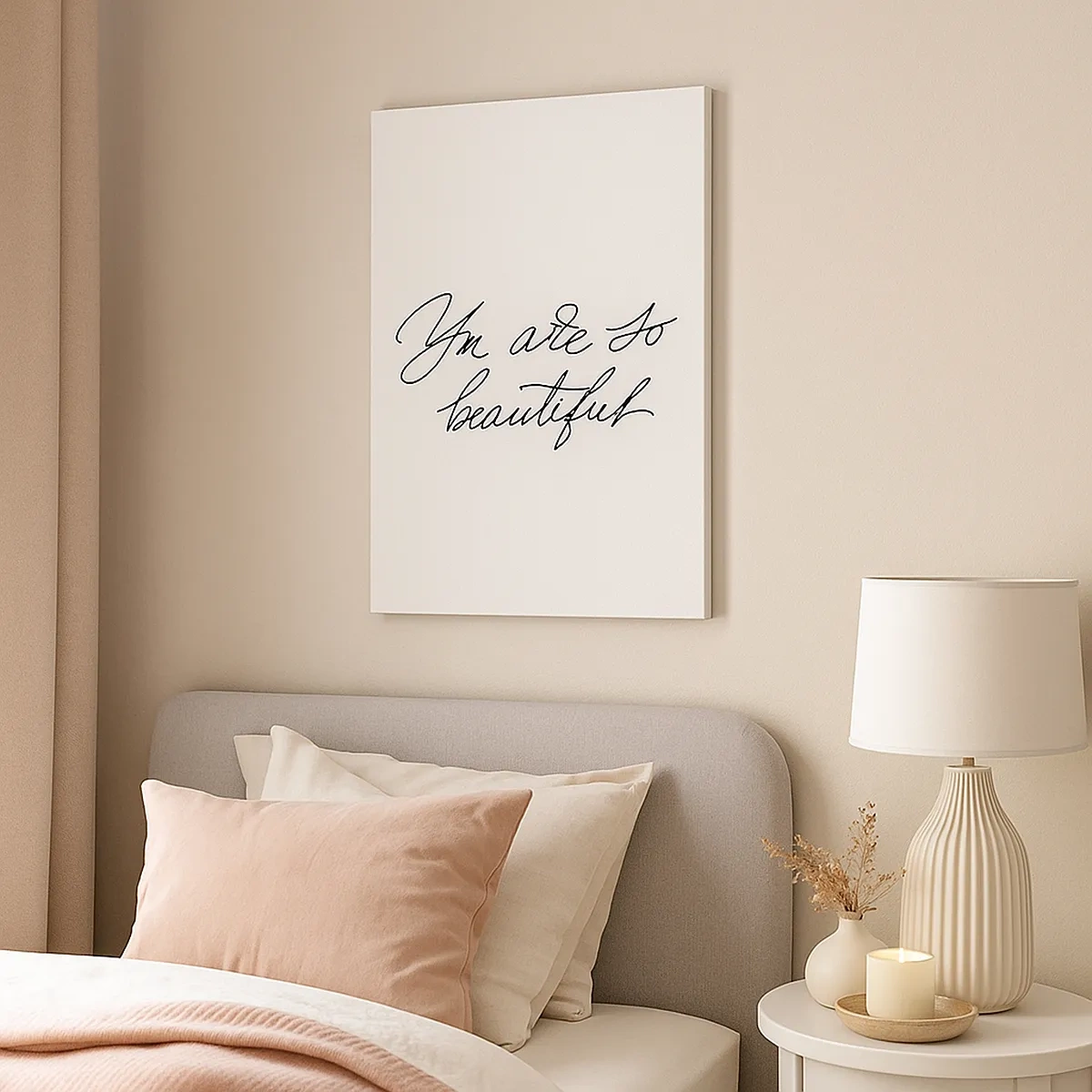 Impression sur toile - Image sur toile - Inscription en noir et blanc « Tu es si belle » - 50x70cm - Vraiment, crois-moi... - Décoration murale moderne pour le salon et la chambre ARTTOR