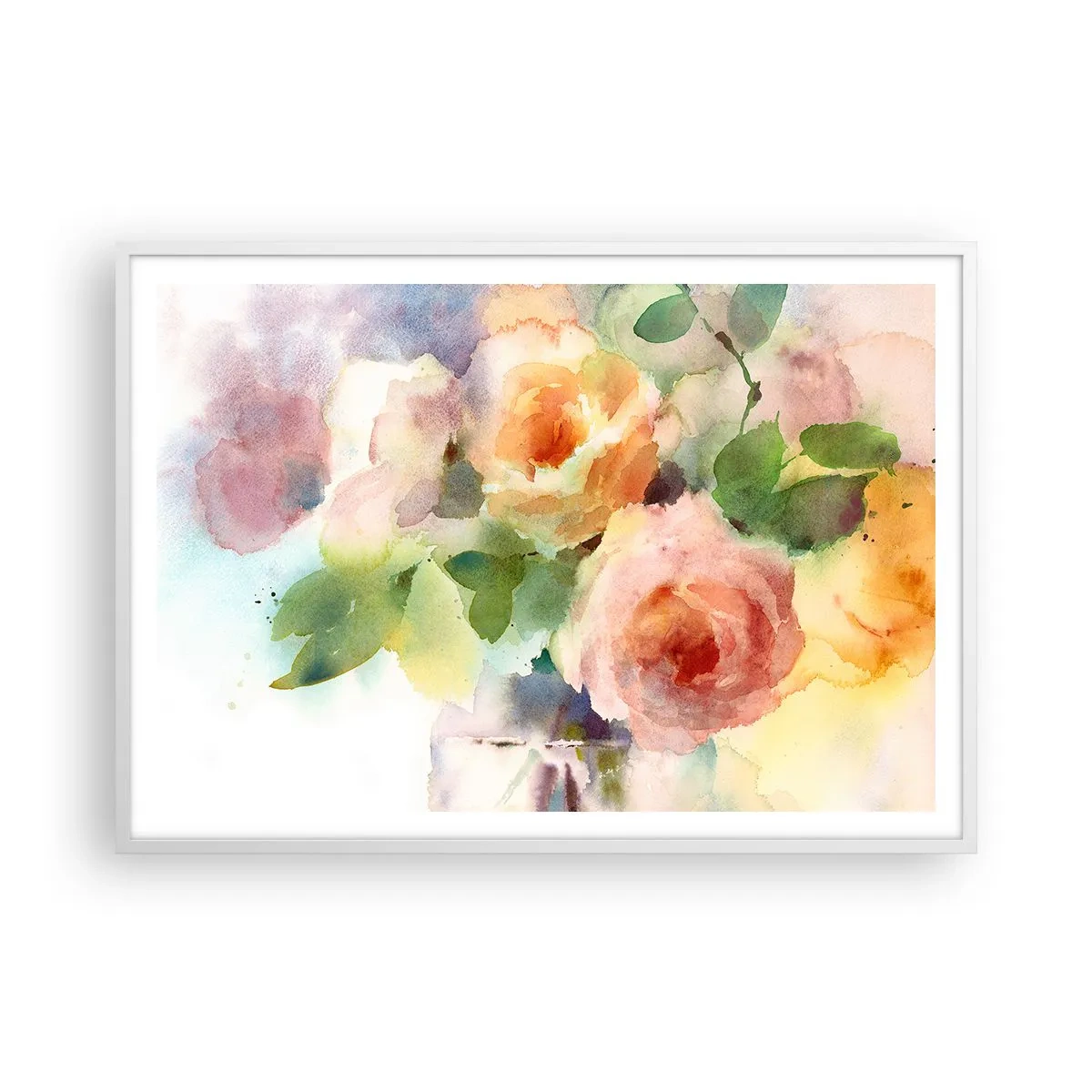 Affiche dans un cadre blanc - Poster - Délicat comme l'aquarelle - 100x70 cm