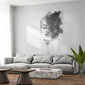 Papier peint sur mesure Standard Eco - De quoi rêve la fille - Portrait d'une femme, Visage de femme, Abstraction