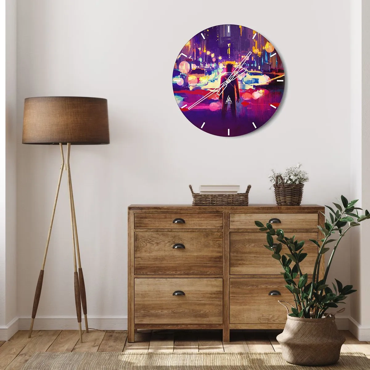 Horloge murale - Pendule murale - Immergé dans la lumière - 30x30 cm