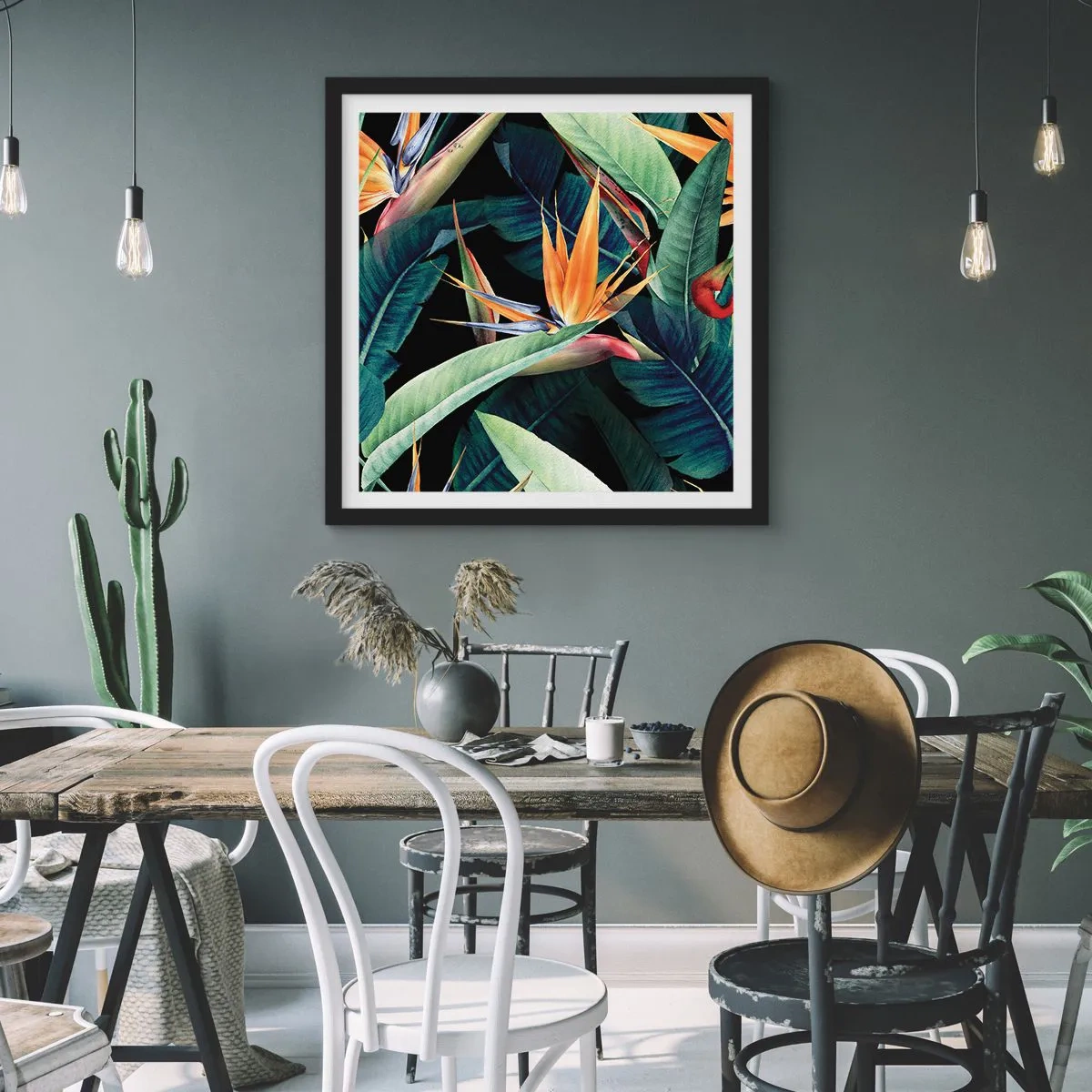 Affiche dans un cadre noir - Poster - Fleurs flamboyantes des tropiques - 30x30 cm