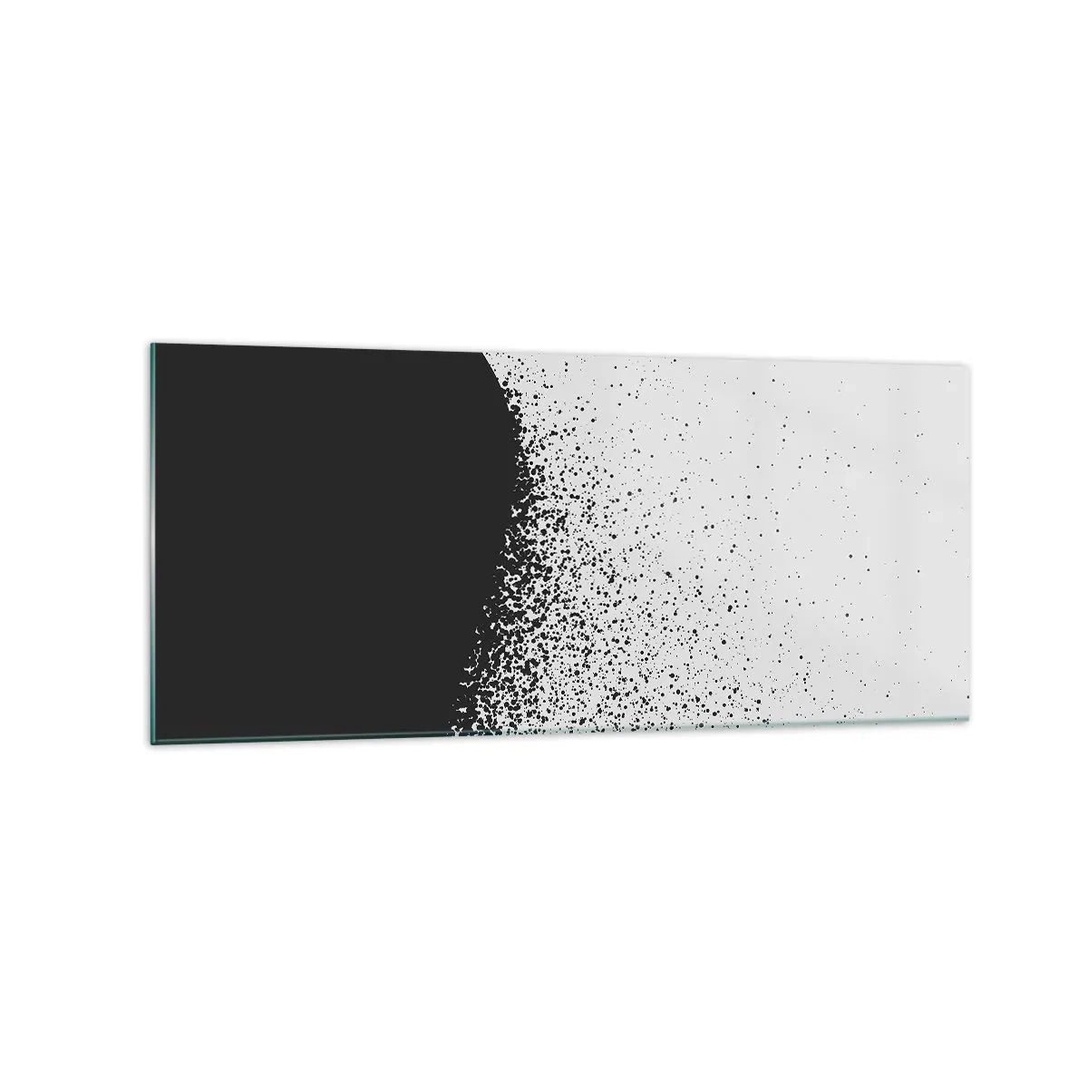 Impression sur verre - Image sur verre - Motif abstrait avec des particules noires sur un fond clair - 120x50cm - Mouvement des molécules - Décoration murale moderne pour le salon et la chambre ARTTOR